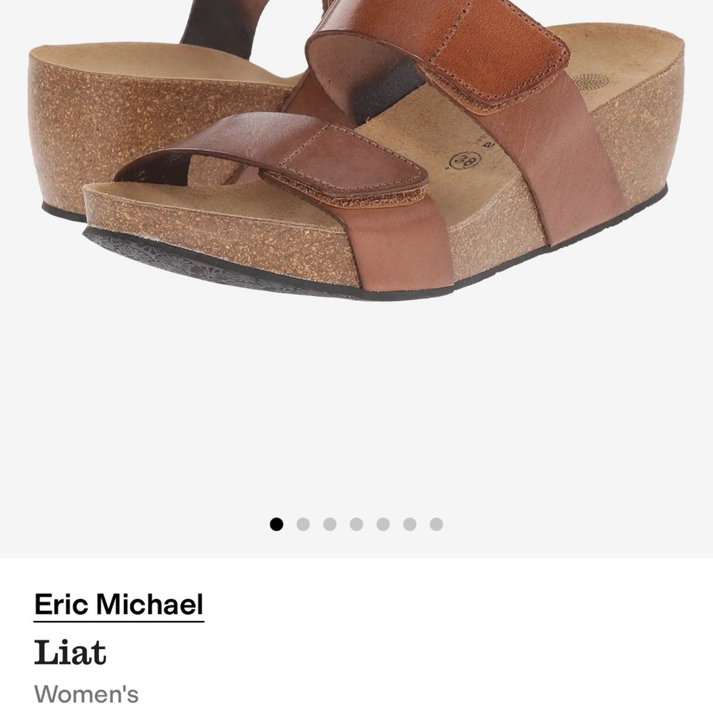 Size 40- Women’s Lola Sabbia Cork Camel Leather Adjustable Strap Wedge Sandals - Picture 12 of 12
